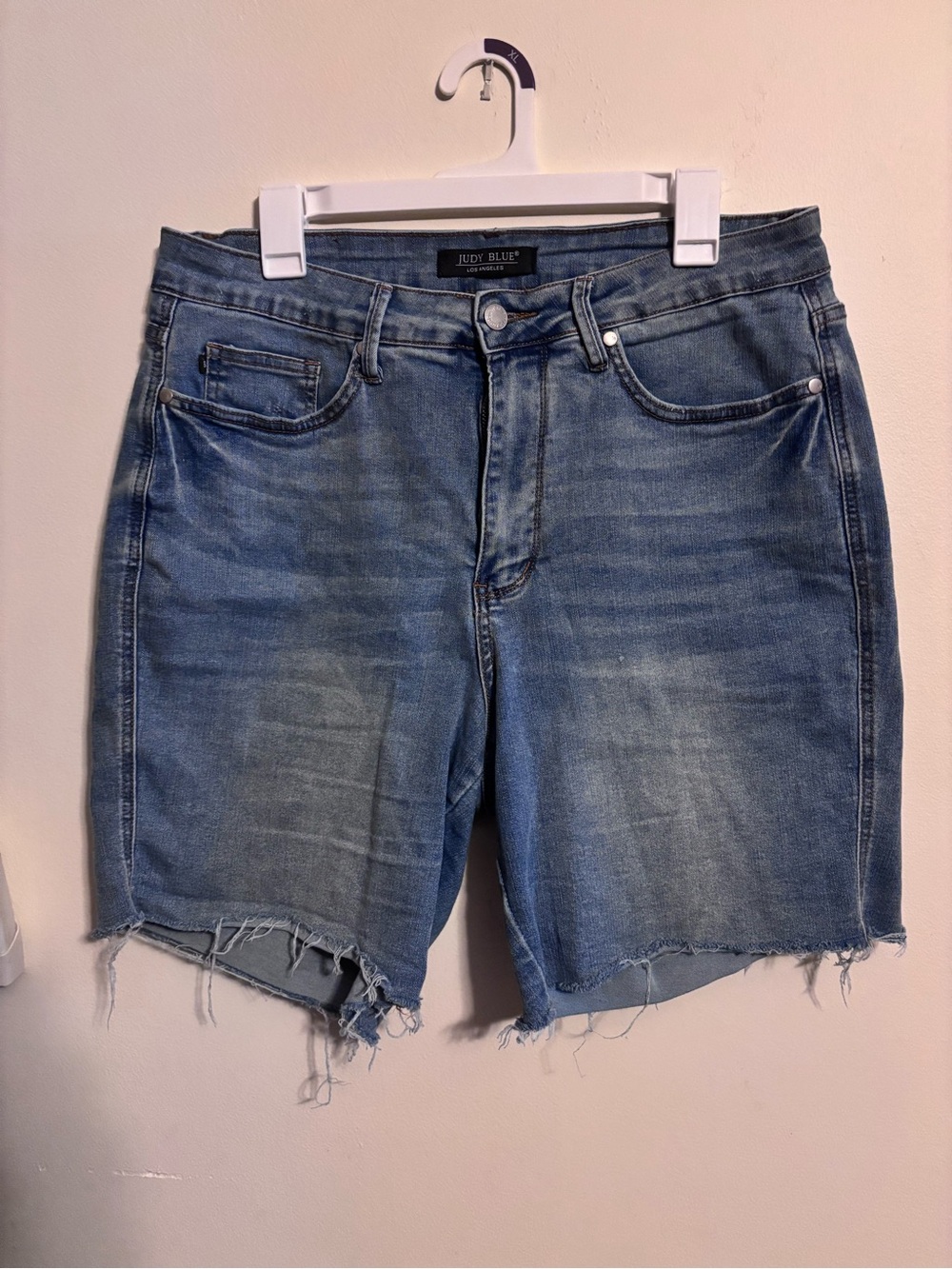 Judy Blue Light Wash Distressed Denim Bermuda Shorts